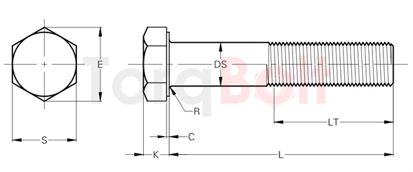 A286 Hex Bolt Dimensions