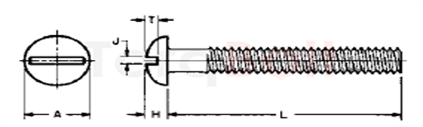 A286 Stainless Slotted Round Head Machine Screws ANSI B18.6.3-1972